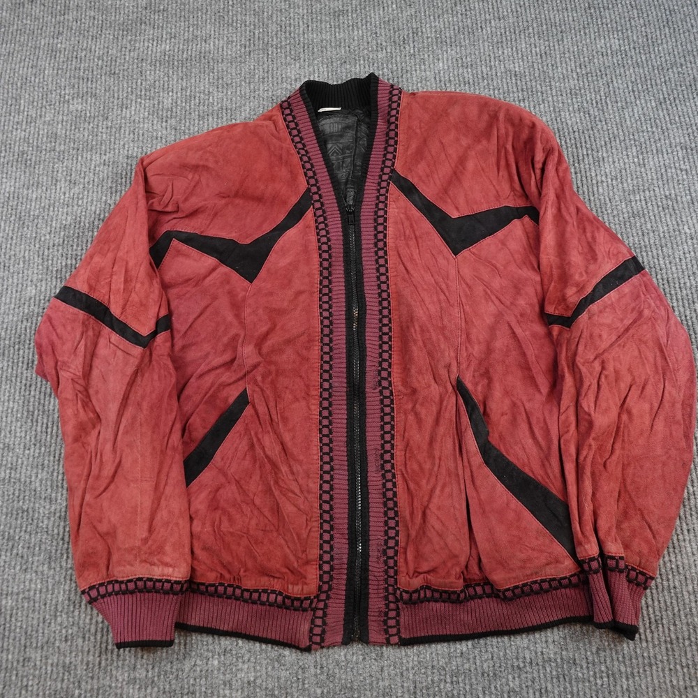 Torras Jacket Mens EU 56 Red Suede Bomber Full Zip Leather Silk Suede Spain